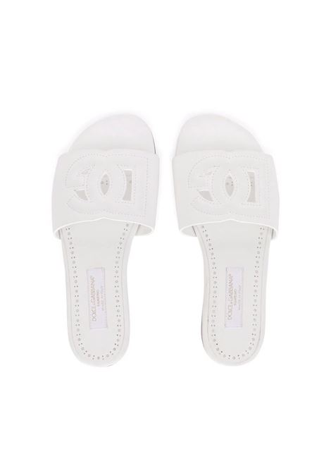 White Leather Slide With DG Logo DOLCE & GABBANA KIDS | D11032-A173580001