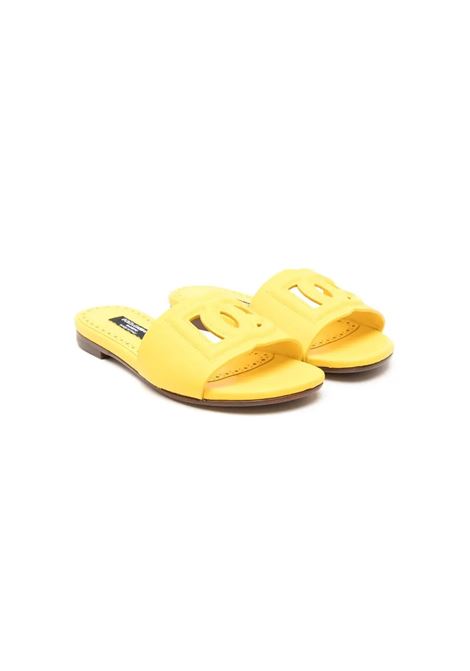 Yellow Leather Slide With DG Logo DOLCE & GABBANA KIDS | D11032-A173580210