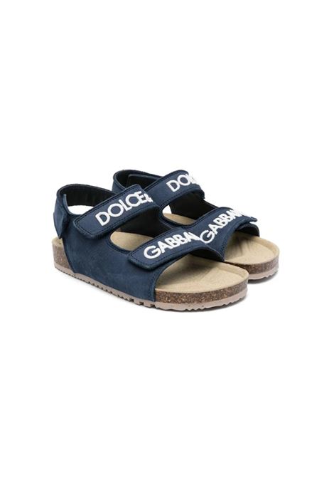 Blue Nubuck Sandals With Logo DOLCE & GABBANA KIDS | DA5200-AW88880650