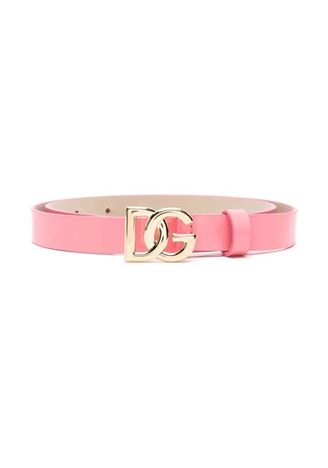 Blush Pink Patent Leather Belt With DG Logo DOLCE & GABBANA KIDS | EE0062-A147180424
