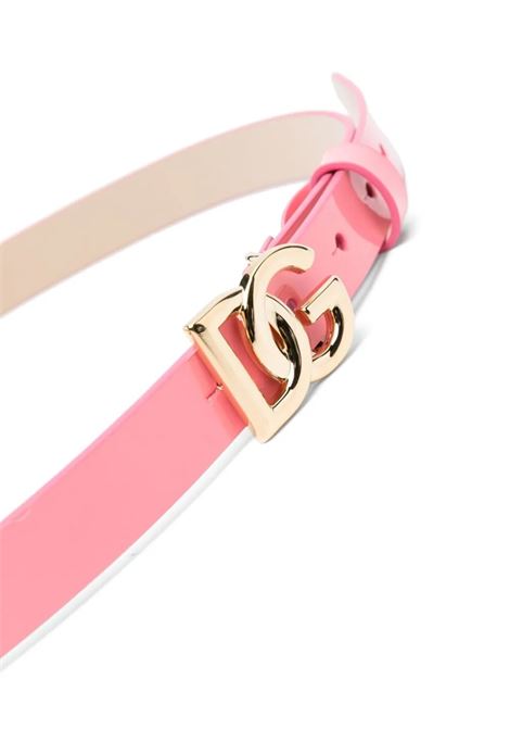 Blush Pink Patent Leather Belt With DG Logo DOLCE & GABBANA KIDS | EE0062-A147180424