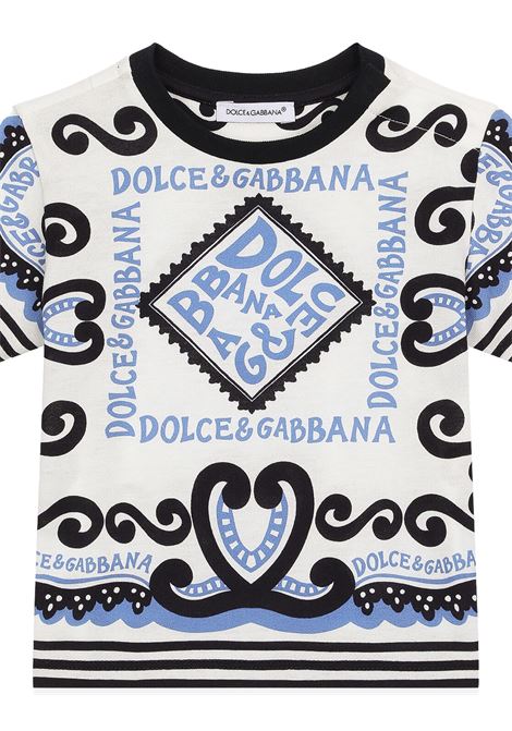 T-Shirt In Jersey Con Stampa Marina DOLCE & GABBANA KIDS | L1JTEY-G7L1BHC4XR