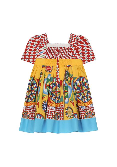 Short Sleeved Dress In Poplin With Cart Print DOLCE & GABBANA KIDS | L21DI5-G7J9MHH4KV