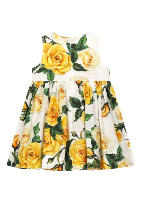 Yellow Rose Print Poplin Dress With Culottes DOLCE & GABBANA KIDS | L23DI0-HS5QRHA3VO