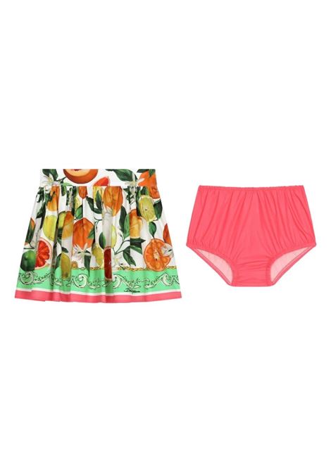 Pleated Mini Skirt With Lemon and Orange Print DOLCE & GABBANA KIDS | L24I95-G7L9AHV5AN