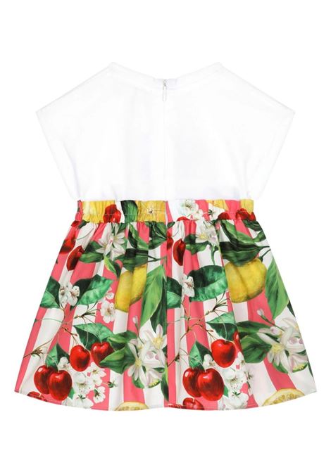 Jersey and Poplin Dress with Lemon and Cherry Print DOLCE & GABBANA KIDS | L2JD5K-G7L9BS9000