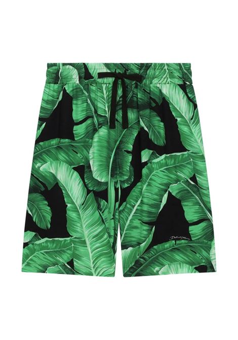 Black Bermuda Shorts With Banana Print DOLCE & GABBANA KIDS | L43Q17-FS8C5HN005