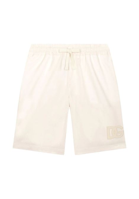 Beige Bermuda Shorts With Embroidered Logo DOLCE & GABBANA KIDS | L43Q17-G7K8GA0275