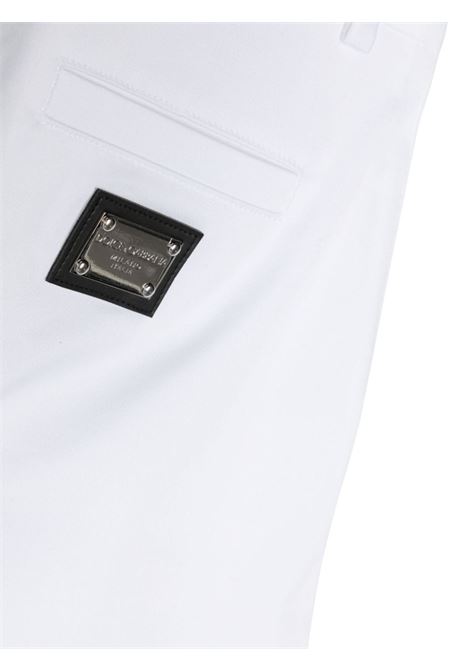 White Cotton Blend Bermuda Shorts With Logo Application DOLCE & GABBANA KIDS | L43Q25-G7M4DW0800