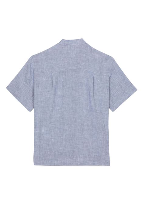 Camicia In Lino Azzurro Con Placca Logata DOLCE & GABBANA KIDS | L44S02-FU4LGB0064