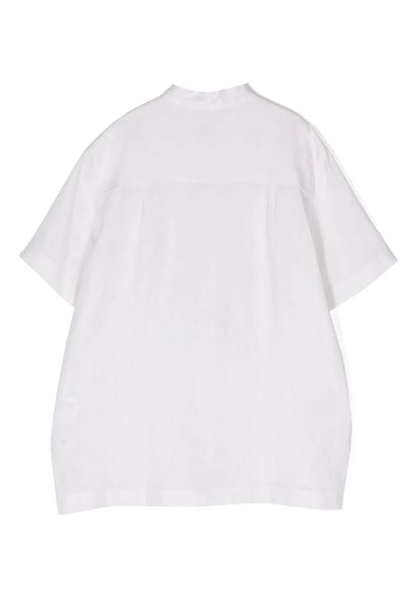 White Linen Shirt With Logo Plaque DOLCE & GABBANA KIDS | L44S02-FU4LGW4147