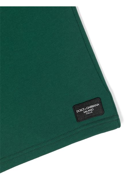 Green Jersey Bermuda Shorts With Logo Plaque DOLCE & GABBANA KIDS | L4JQR1-G7M4RV0340