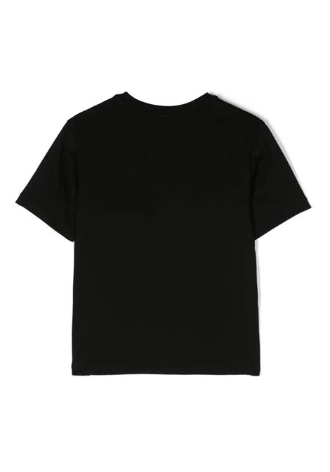 T-Shirt Nera Con Logo Vellutato All-Over DOLCE & GABBANA KIDS | L4JTBL-G7K2DS9000