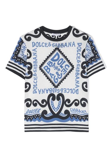 T-Shirt In Jersey Con Stampa Marina DOLCE & GABBANA KIDS | L4JTBL-G7L0BHC4XR