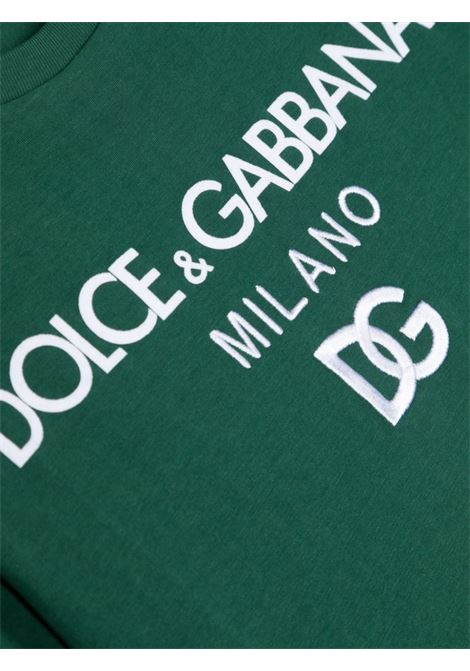 Green T-Shirt With Embroidered Logo DOLCE & GABBANA KIDS | L4JTEY-G7E5GV0340