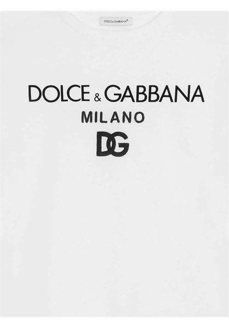 White T-Shirt With Embroidered Logo DOLCE & GABBANA KIDS | L4JTEY-G7E5GW0800