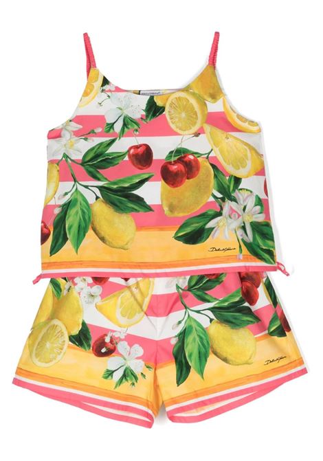 Poplin Set With Lemon and Cherry Print  DOLCE & GABBANA KIDS | L51U09-G7L8SH25AL