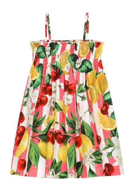 Poplin Sundress With Lemon and Cherry Print  DOLCE & GABBANA KIDS | L52DA6-HS5Q6HH5AL