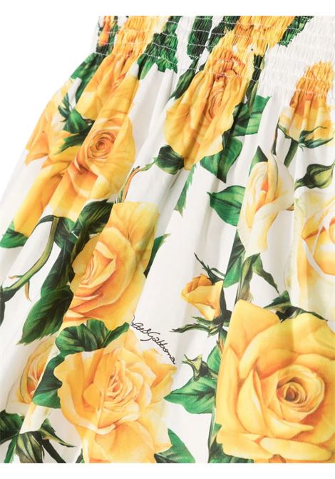 White Sundress With Yellow Rose Print DOLCE & GABBANA KIDS | L52DA6-HS5QRHA3VO
