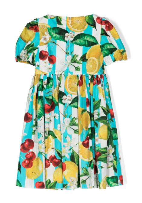 Striped Poplin Dress With Lemon and Cherry Print DOLCE & GABBANA KIDS | L52DY6-HS5Q6HD5AL