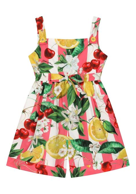 Lemon and Cherry Print Poplin Jumpsuit DOLCE & GABBANA KIDS | L53DT6-HS5Q6HH5AL