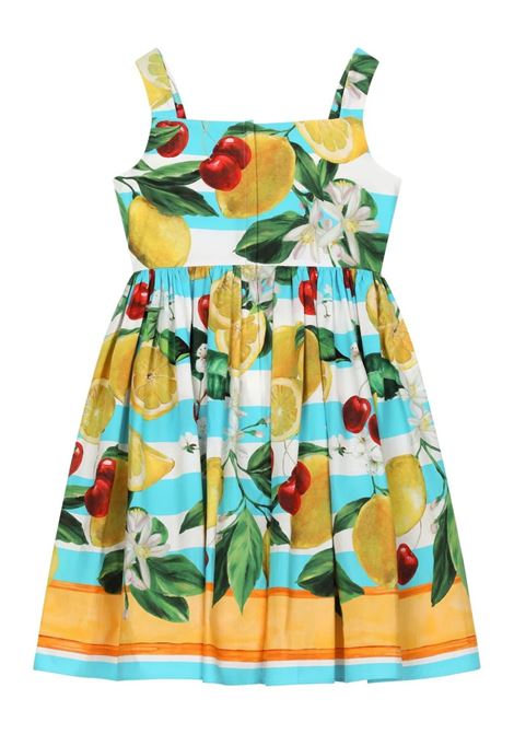 Multicoloured Dress With Lemon and Cherry Print DOLCE & GABBANA KIDS | L53DT7-G7L8ZH35AL