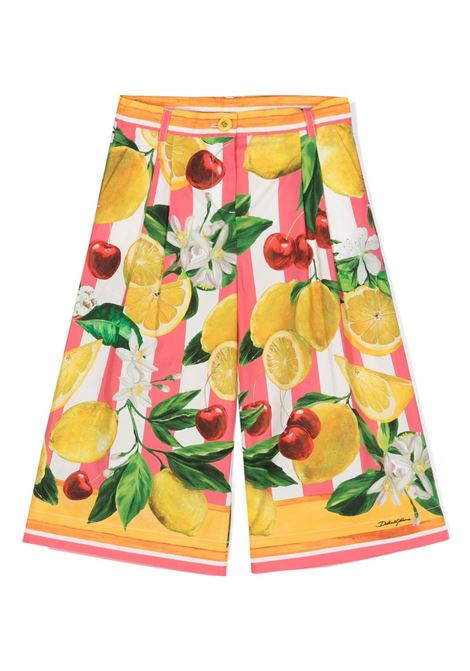Poplin Trousers With Lemon and Cherry Print DOLCE & GABBANA KIDS | L53P31-G7L8SH25AL