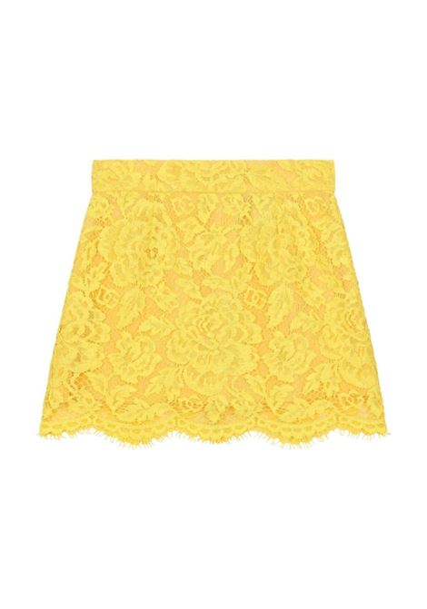 Short Yellow Lace Skirt DOLCE & GABBANA KIDS | L54I88-HLM7LA3776
