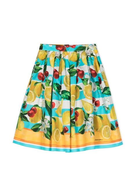Pleated Skirt With Lemon and Cherry Print DOLCE & GABBANA KIDS | L54I94-G7L8ZH35AL