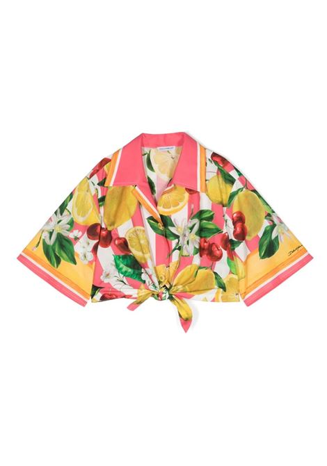Cropped Shirt With Lemon and Cherry Print DOLCE & GABBANA KIDS | L55S69-G7L8SH25AL