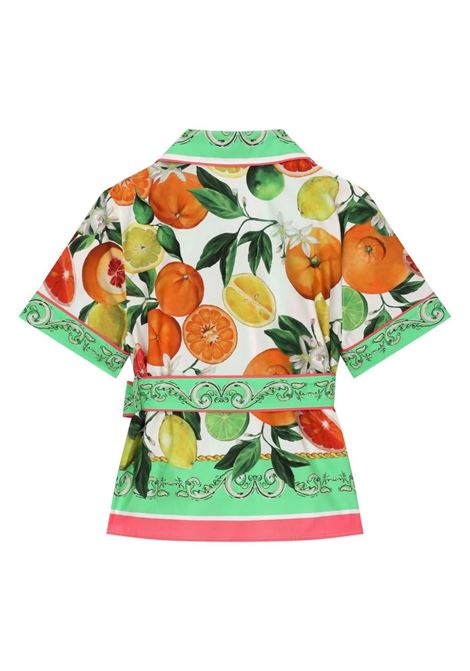 Shirt With Belt And Orange And Lemon Print DOLCE & GABBANA KIDS | L56S07-G7L9AHV5AN