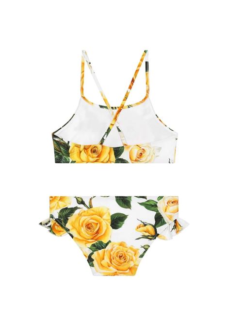 Bikini In Lycra With Yellow Rose Print DOLCE & GABBANA KIDS | L5J833-FSG5VHA3VO