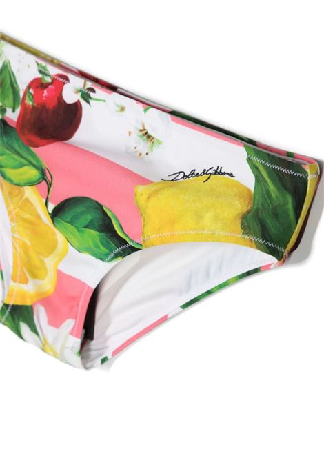 Stretch Fabric Bikini With Lemon and Cherry Print DOLCE & GABBANA KIDS | L5J847-G7M0LH25AL