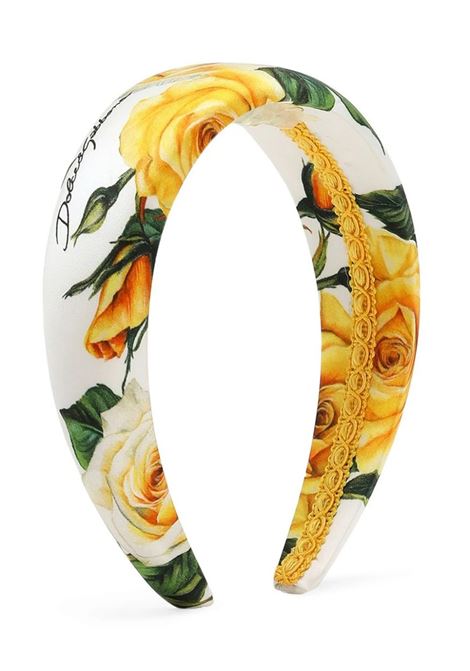 Satin Headband With Yellow Rose Print DOLCE & GABBANA KIDS | LB3L54-G7K4OHA3VO