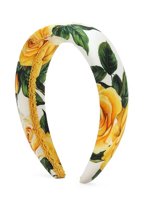 Satin Headband With Yellow Rose Print DOLCE & GABBANA KIDS | LB3L54-G7K4OHA3VO