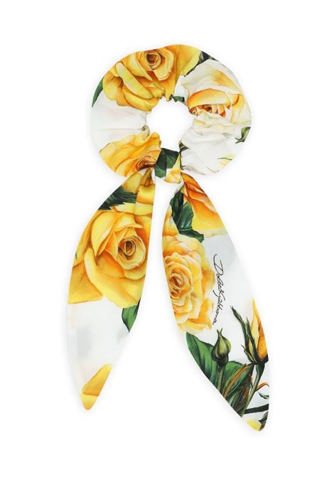 Scrunchie With Yellow Rose Print DOLCE & GABBANA KIDS | LB7A19-HS5QRHA3VO
