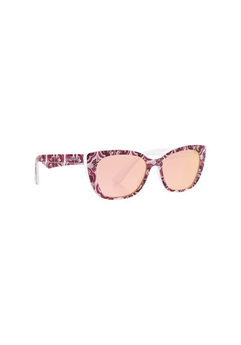 Sunglasses With Pink Majolica Print DOLCE & GABBANA KIDS | ODX44273425E449
