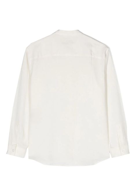 White Linen Blend Shirt With Mandarin Collar DONDUP JUNIOR | DMCA015-LI0040000