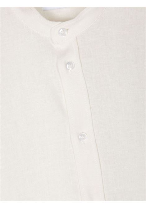 White Linen Blend Shirt With Mandarin Collar DONDUP JUNIOR | DMCA015-LI0040000