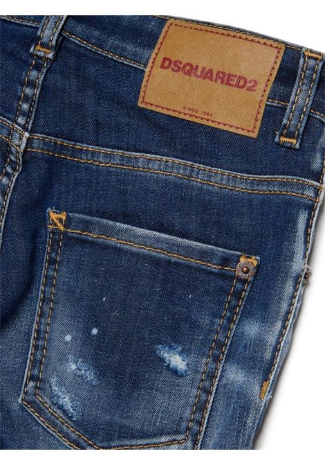 Skater Skinny Jeans In Dark Blue Washed With Rips DSQUARED2 KIDS | DQ03LD-D0A6LDQ01
