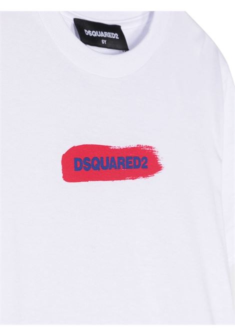 White T-Shirt With Brushstroke Logo DSQUARED2 KIDS | DQ2095-D004GDQ100