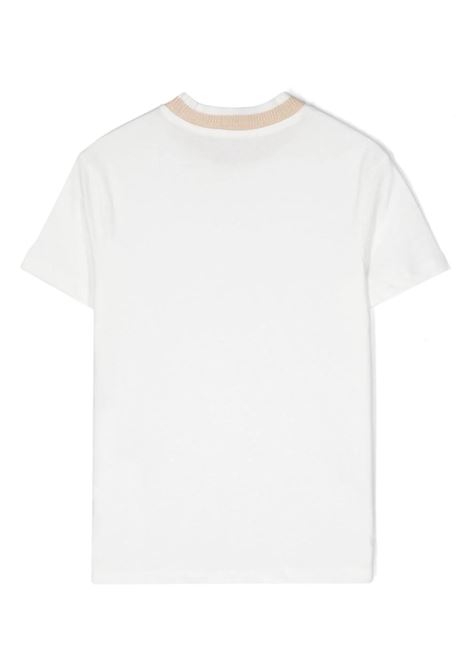 White T-Shirt With Beige Crew Neck ELEVENTY KIDS | EU8P11-Z1292101BG