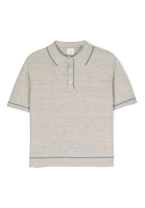 Grey Knitted Polo Shirt with Blue Stripes ELEVENTY KIDS | EU9P21-Z2124872