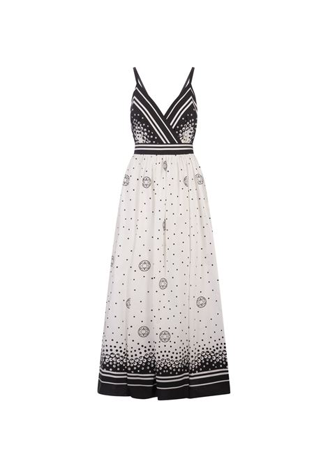 Moon Printed Cotton Dress In White And Black ELIE SAAB | D0110PS24PO005BLACK & WHITE