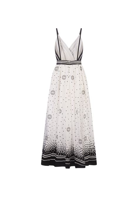 Moon Printed Cotton Dress In White And Black ELIE SAAB | D0110PS24PO005BLACK & WHITE