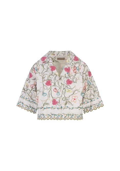 Cotton Embroidered Garden Jacket ELIE SAAB | Blazers | J0017NS24COE01MULTI COLOR