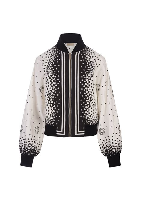 Moon Printed Cotton Bomber Jacket In White And Black ELIE SAAB | J0023PS24PO005BLACK & WHITE