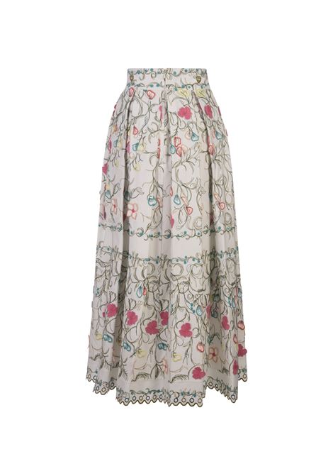 Cotton Embroidered Garden Long Skirt ELIE SAAB | SK020NS24COE01MULTI COLOR