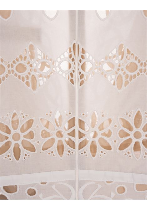 Powder White Cotton Embroidered Top ELIE SAAB | TO034NS24PO004POWDER WHITE