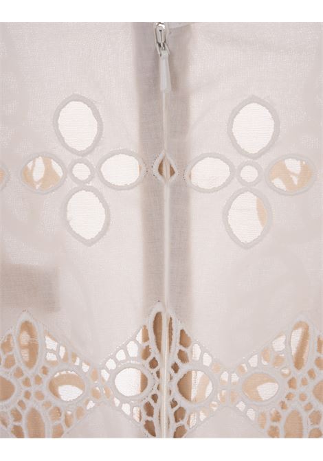 Powder White Cotton Embroidered Top ELIE SAAB | TO034NS24PO004POWDER WHITE